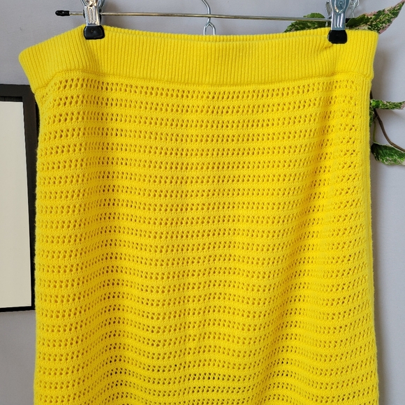 Everlane Crochet Knit Midi Skirt Lemon Yellow Organic Cotton L - Picture 5 of 14